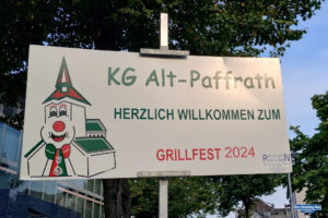 Begrüßungsschild zum Grillfest